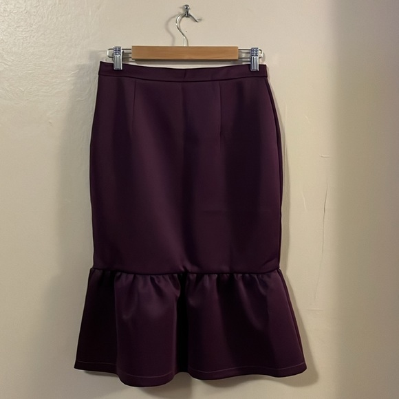 NWT Kingdom & State Plum Purple Midi Ruffle Mermaid Style Skirt M - Picture 4 of 7